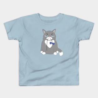 Melancholic Feline: Sad Cat Design Kids T-Shirt